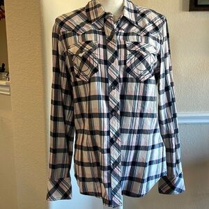 True Religion Long Sleeve Button Down Western Shirt Size L